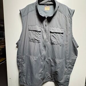 Lake & Trail Utility Vest Mens XXXL Gray Nylon Full Zip Fishing Hiking Outdoor